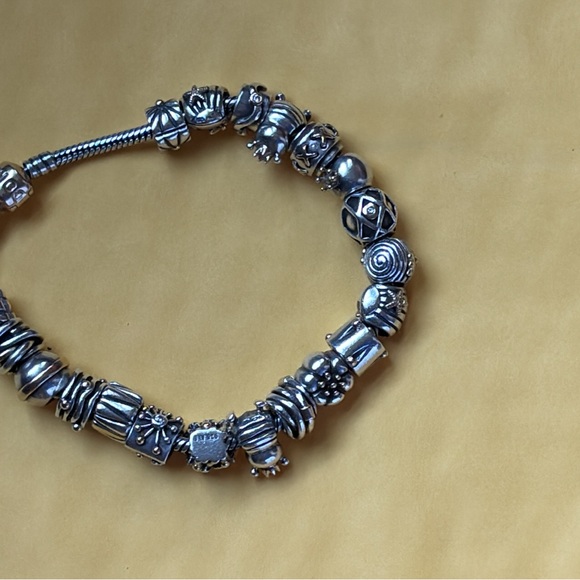 Pandora 14k Gold Sterling Bracelet & 20pc 14k Gold Sterling Pandora Charms Lot - Picture 10 of 16